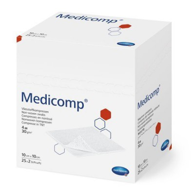 Kompresy MEDICOMP 10 x 10cm z włókna jałowego, 50 sztuk 