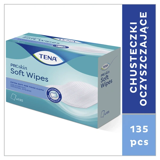 Tena Soft Wipes ProSkin Chusteczki oczyszczające 32 x 30 cm, 135 sztuk