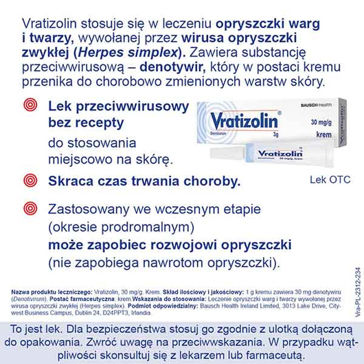 Vratizolin 30 mg/g, krem 3 g