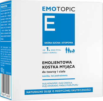 EMOTOPIC Emolientowa kostka myjąca do twarzy i ciała, 100 g