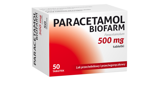 PARACETAMOL Biofarm 500mg,  50 tabletek