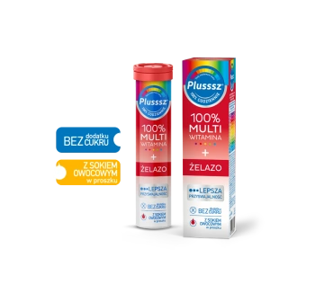 PLUSSSZ 100% MULTIWITAMINA + ŻELAZO x 20 tabletek musujących