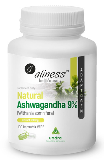 Aliness Natural Ashwaganda 9%, 100 kapsułek
