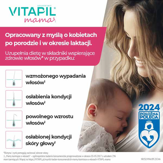 VITAPIL mama, wypadanie włosów po ciąży i podczas karmienia piersią, 60 kapsułek
