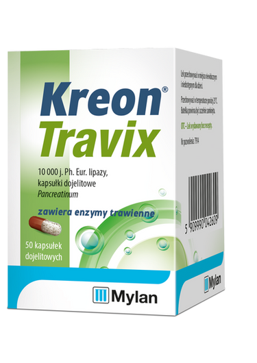 KREON TRAVIX 10000 x 50 tabletek dojelitowych