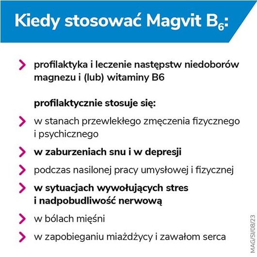 MAGVIT B6, 48 mg+5 mg,  magnez i witamina B6, 50 tabletek dojelitowych