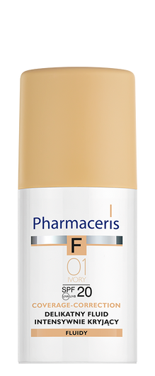 PHARMACERIS F Delikatny fluid intensywnie kryjący SPF 20+, 01 IVORY