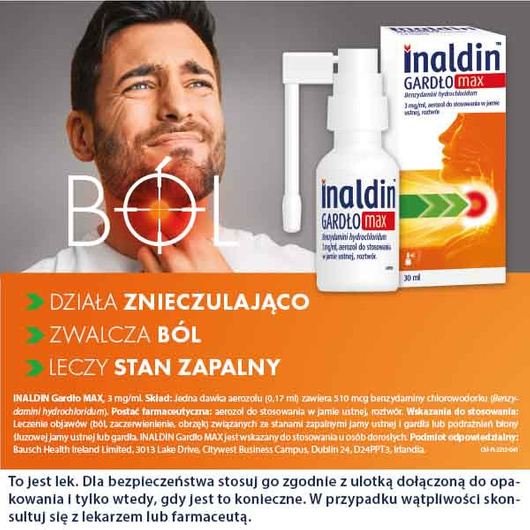 Inaldin Gardło Max 3mg/ml aerozol, 30 ml