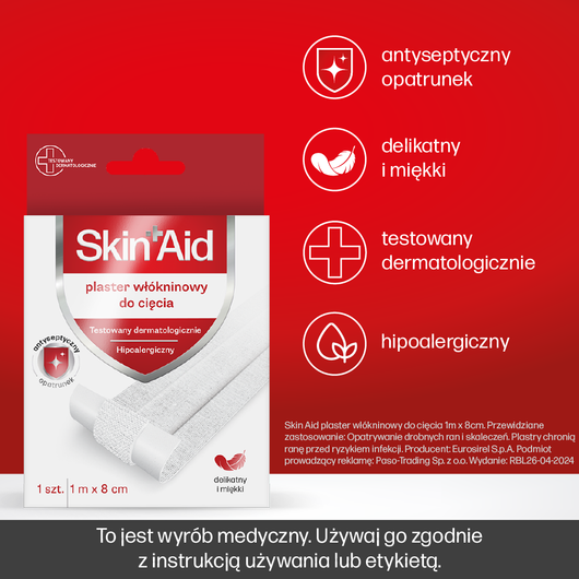 Skin Aid Plaster włókninowy do cięcia 1m x 8 cm