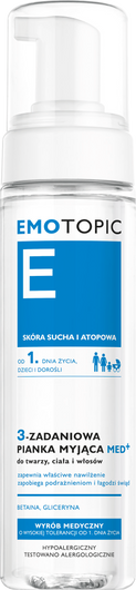 EMOTOPIC 3-Zadaniowa Pianka myjąca MED+ do twarzy, ciała i włosów, 200ml