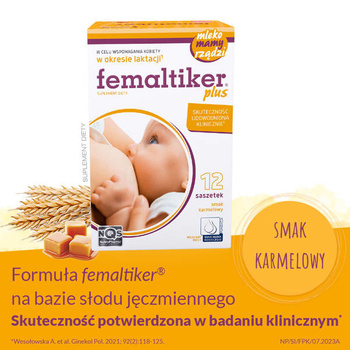 femaltiker® plus proszek o smaku karmelowym, 12 saszetek