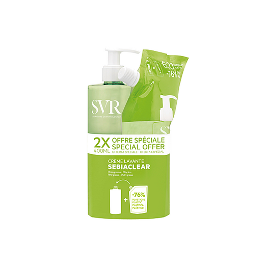 SVR SEBIACLEAR ZESTAW Creme Lavante Krem do mycia, 400ml + Krem do mycia -Refill, 400ml