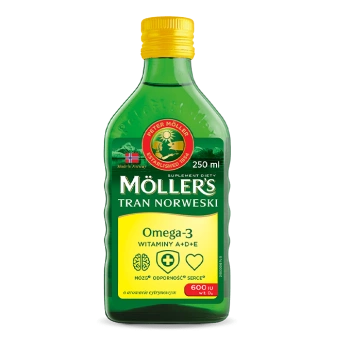 MOLLER'S TRAN NORWESKI płyn o smaku cytrynowym, 250 ml