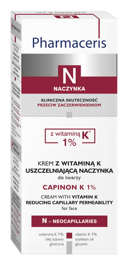 PHARMACERIS N CAPINON K 1% Krem w witaminą K uszczelniającą naczynka do twarzy, 30ml