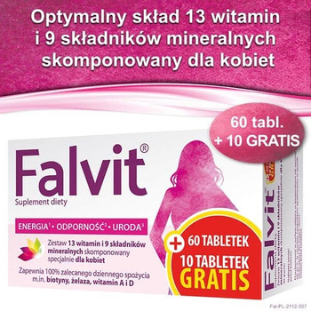 Falvit®, witaminy dla kobiet, 70 tabletek (60+10)