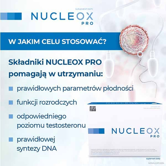 Nucleox PRO wspiera płodność, suplement diety dla mężczyzn dla utrzymania prawidłowej jakości nasienia, 30 saszetek + 30 kapsułek