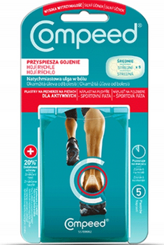 COMPEED Plastry na pęcherze na piętach dla aktywnych, 1 opakowanie, 5 sztuk