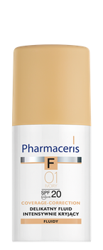 PHARMACERIS F Delikatny fluid intensywnie kryjący SPF 20+, 01 IVORY