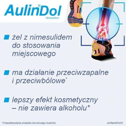 AulinDol, 30 mg/g, lek na ból przy skręceniu stawów i przy urazowym zapaleniu ścięgien, żel 50 g