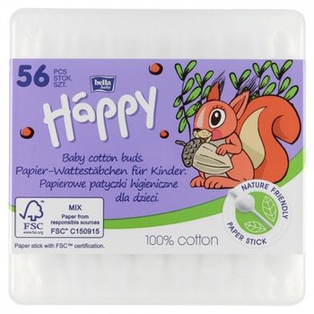 Bella Baby Happy Papierowe patyczki higieniczne dla dzieci, 56 sztuk