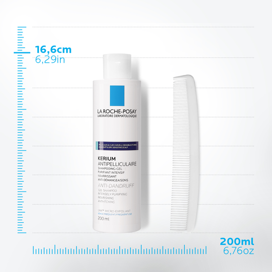 LA ROCHE-POSAY KERIUM Szampon-żel przeciwłupieżowy do włosów (łupież tłusty), 200ml 