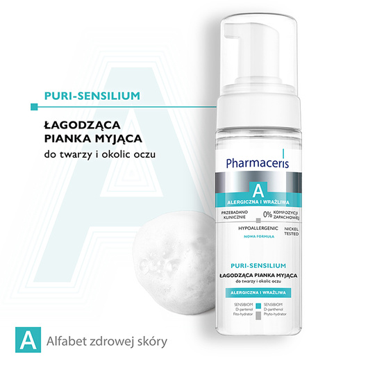 Pharmaceris A Puri-Sensilium Łagodząca pianka myjąca do twarzy i okolic oczu, 150 ml
