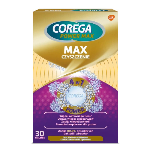 Corega Max Tabletki do czyszczenia protez, 30 tabletek