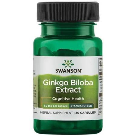 Swanson Ginkgo Biloba Ekstrakt 60 mg, 30 kapsułek