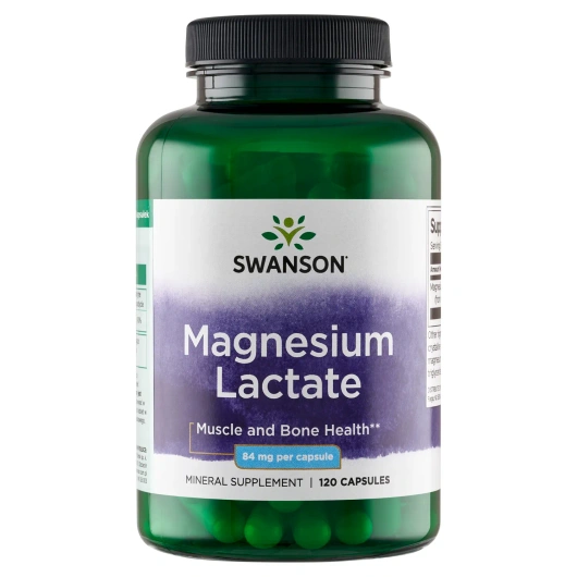 Swanson Magnesium Lactate Mleczan Magnezu, 120 kapsułek