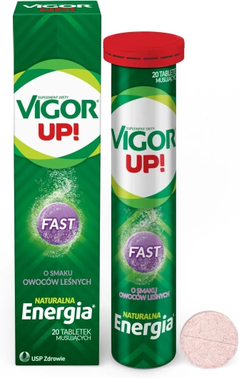 VIGOR UP! FAST, 20 tabletek musujących smak owoców leśnych