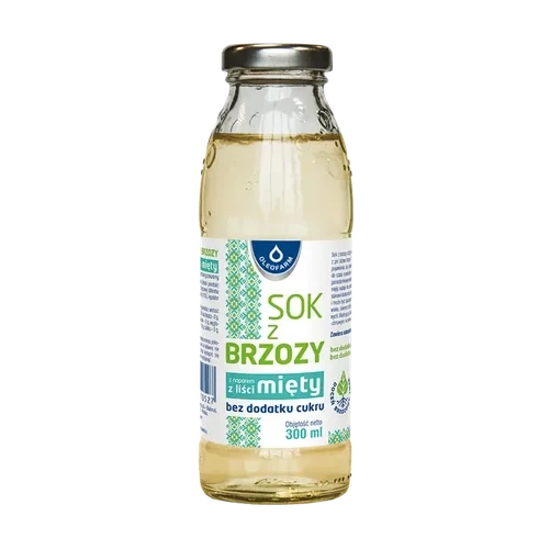 Oleofarm Sok z brzozy z miętą, bez dodatku cukru, 300 ml