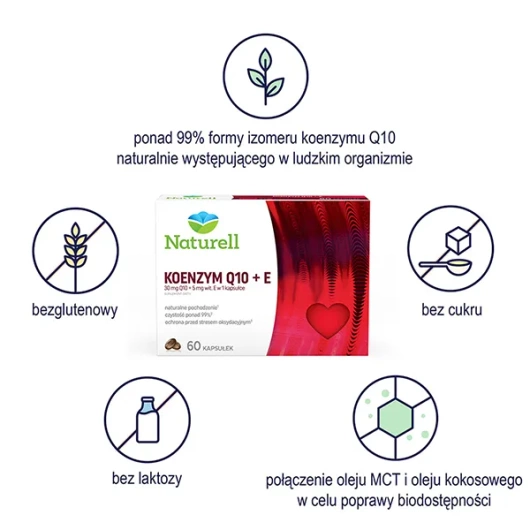 NATURELL Koenzym Q10 + E, 60 kapsułek