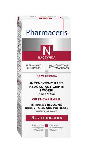 PHARMACERIS N OPTI-CAPILARIL Intensywny krem redukujący cienie i worki pod oczami SPF 15, 15ml