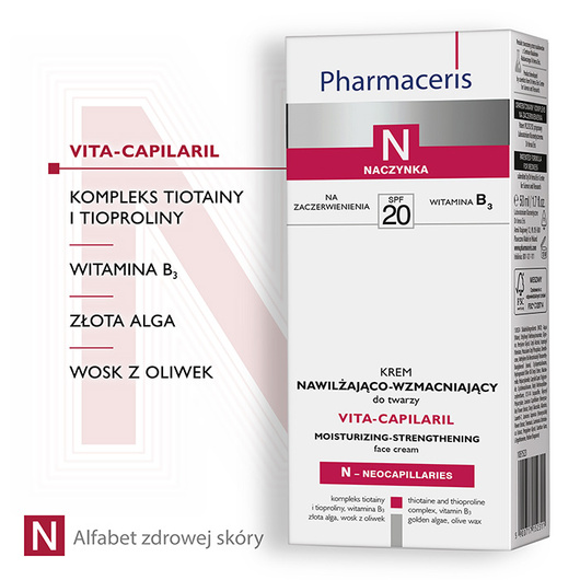 Pharmaceris N Vita-Capilaril Krem nawilżająco-wzmacniający SPF 20 do twarzy, 50 ml