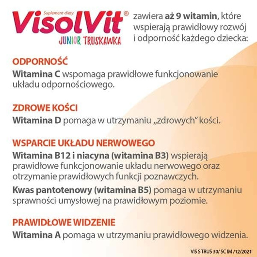 VISOLVIT JUNIOR o smaku truskawkowym, 30 saszetek