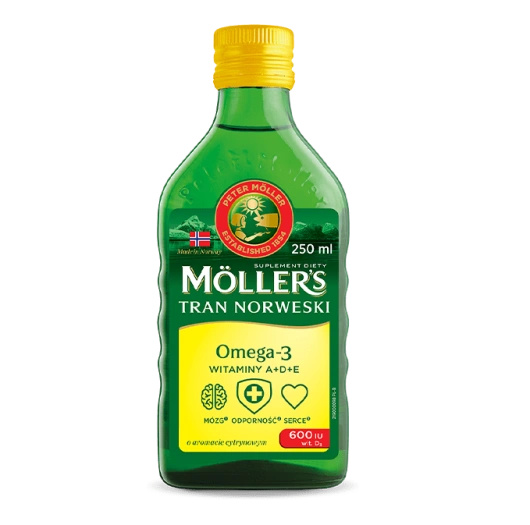 MOLLER'S TRAN NORWESKI płyn o smaku cytrynowym, 250 ml  
