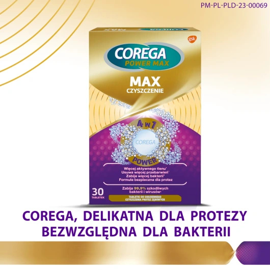 Corega Max Tabletki do czyszczenia protez, 30 tabletek