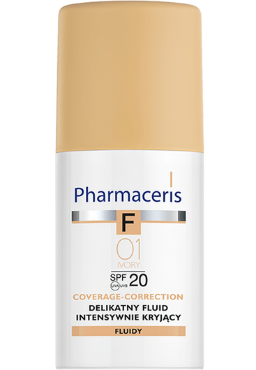 Pharmaceris F Coverage-Correction 01 Ivory Delikatny fluid intensywnie kryjący SPF 20, 30 ml