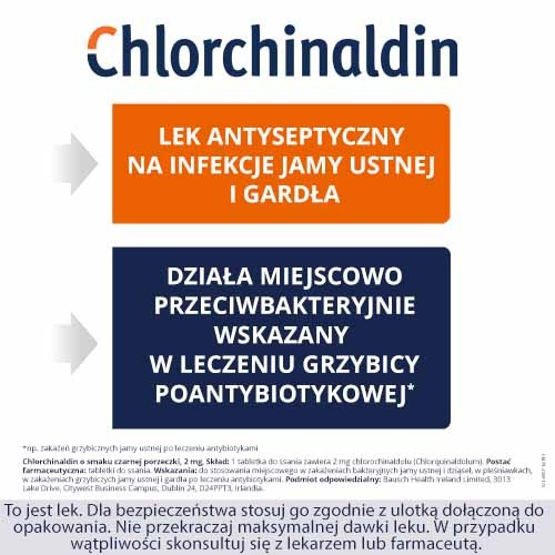 Chlorchinaldin 2mg o smaku czarnej porzeczki, 40 tabletek do ssania 