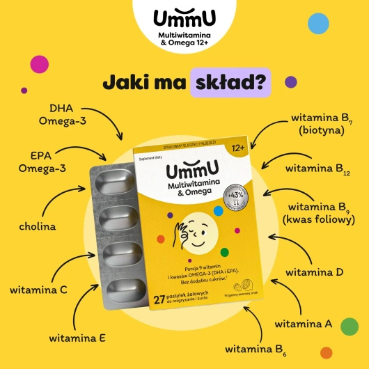 UmmU Multiwitamina&Omega 12+, 27 pastylek