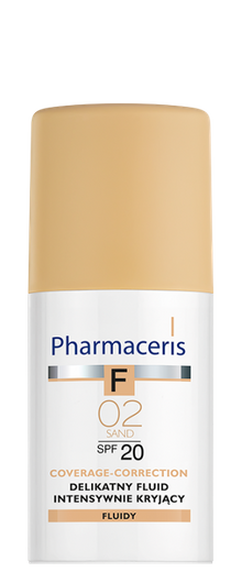 PHARMACERIS F Delikatny fluid intensywnie kryjący SPF 20+, 02 SAND