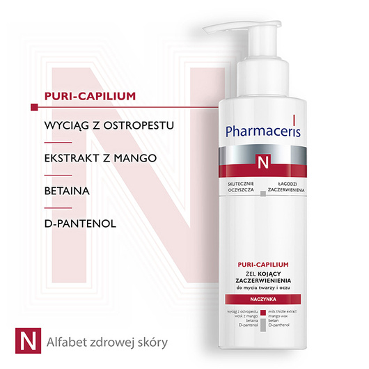 Pharmaceris N Puri-Capilium Żel kojący zaczerwienienia do mycia twarzy i oczu, 190 ml
