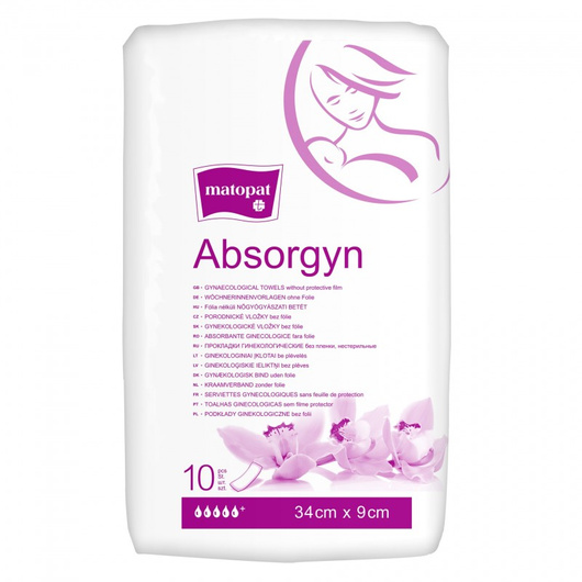 Matopat Absorgyn Podkłady ginekologiczne 34x9 cm jałowe, 10 sztuk