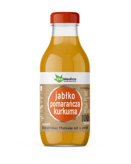 EkaMedica Sok jabłkowy z dodatkiem pomarańczy i kurkumy, 300 ml