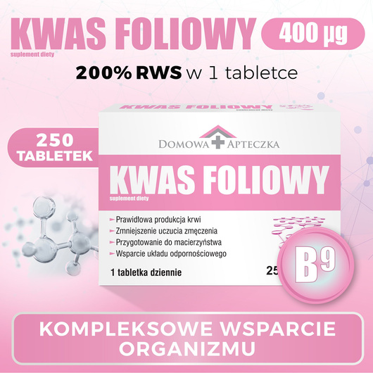 Kwas Foliowy tabletki 0,4 mg 250 tabletek