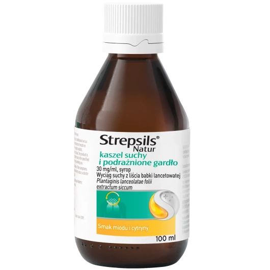 Strepsils Natur kaszel suchy i podrażnione gardło, 30 mg/ml Syrop, 100 ml