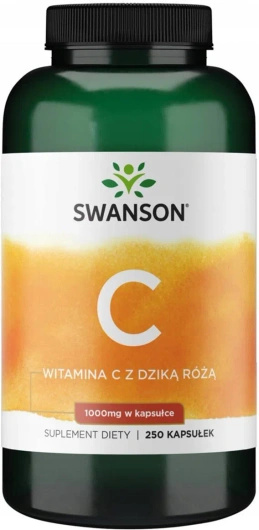 Swanson Witamina C 1000 mg + Dzika Róża, 250 kapsułek
