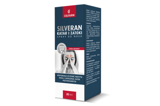 SILVERAN Katar i Zatoki spray do nosa 30ml DATA WAŻNOŚCI 30/11/2025