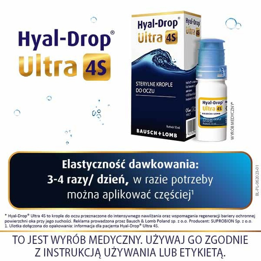 Hyal-Drop Ultra 4S, nawilżające krople do oczu, 10 ml