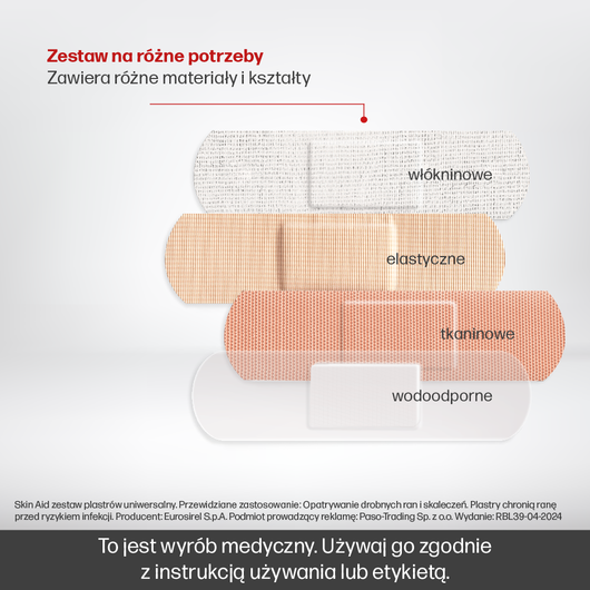 SKIN AID Zestaw plastrów uniwersalnych, 24 sztuki